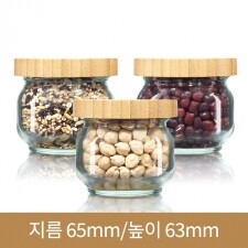 유리병 잼병 쨈120g 대나무 우드마개 63파이 80개(박스상품)